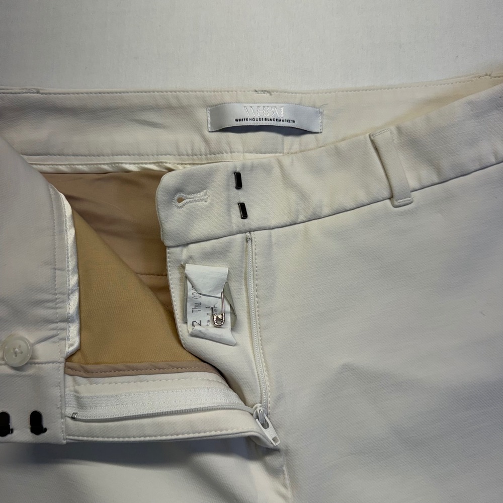 WHBM White House Black Market Slim Straight Leg Pants Ivory Size 2L Career - Picture 4 of 9